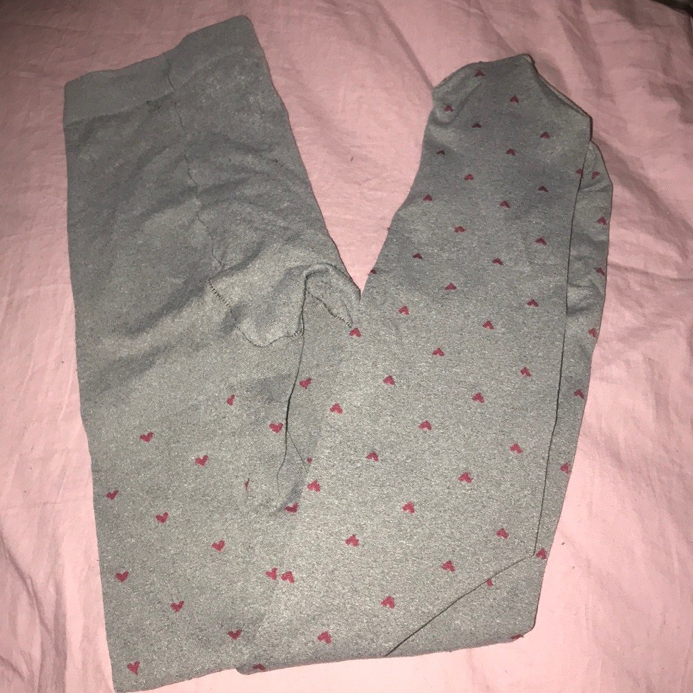 Grey Tights with Red Hearts